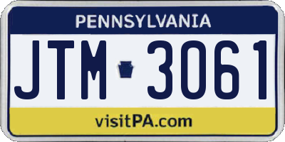 PA license plate JTM3061