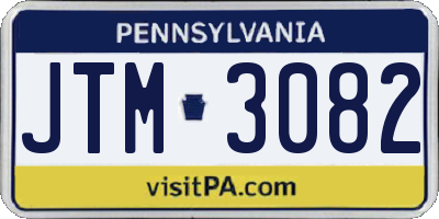 PA license plate JTM3082