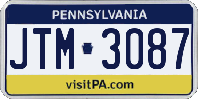 PA license plate JTM3087
