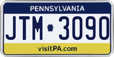 PA license plate JTM3090