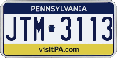 PA license plate JTM3113