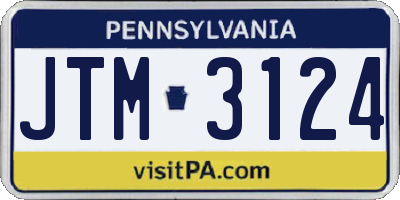 PA license plate JTM3124