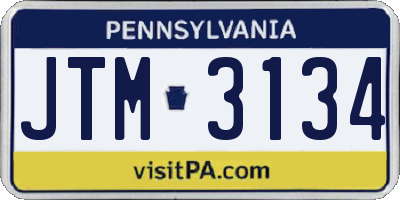 PA license plate JTM3134
