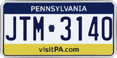PA license plate JTM3140
