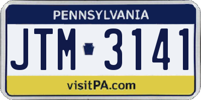 PA license plate JTM3141