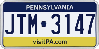 PA license plate JTM3147
