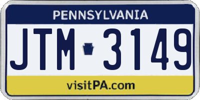 PA license plate JTM3149