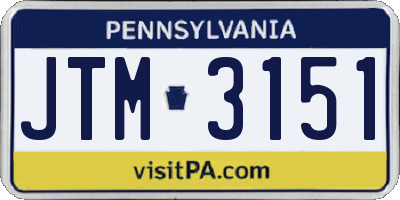 PA license plate JTM3151