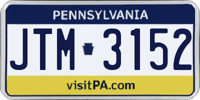 PA license plate JTM3152