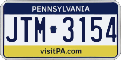 PA license plate JTM3154