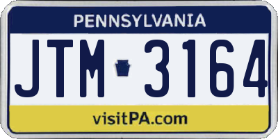 PA license plate JTM3164