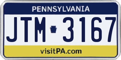 PA license plate JTM3167