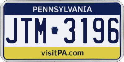 PA license plate JTM3196