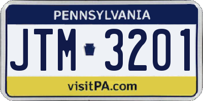 PA license plate JTM3201