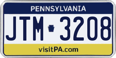 PA license plate JTM3208