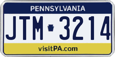 PA license plate JTM3214