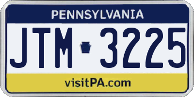 PA license plate JTM3225
