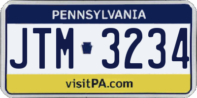 PA license plate JTM3234