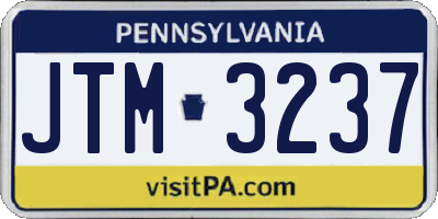 PA license plate JTM3237