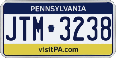 PA license plate JTM3238