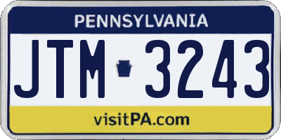 PA license plate JTM3243