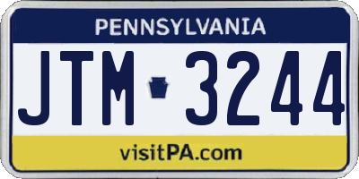 PA license plate JTM3244