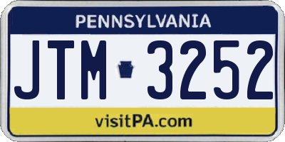 PA license plate JTM3252