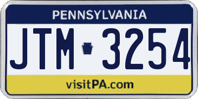 PA license plate JTM3254