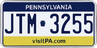 PA license plate JTM3255