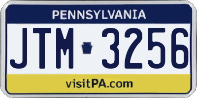 PA license plate JTM3256