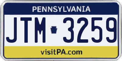 PA license plate JTM3259