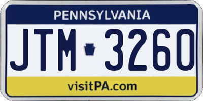 PA license plate JTM3260