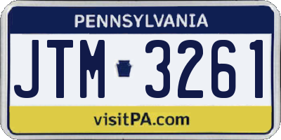 PA license plate JTM3261