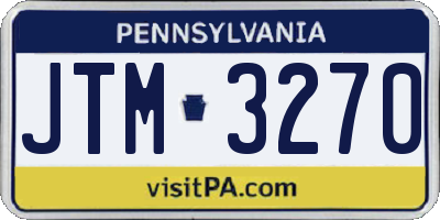 PA license plate JTM3270