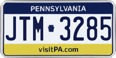 PA license plate JTM3285