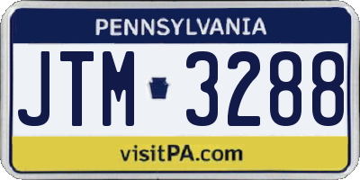 PA license plate JTM3288