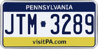 PA license plate JTM3289