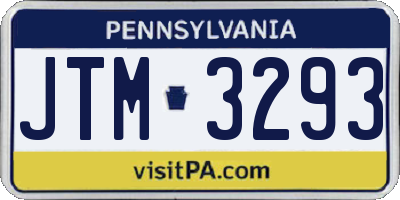 PA license plate JTM3293
