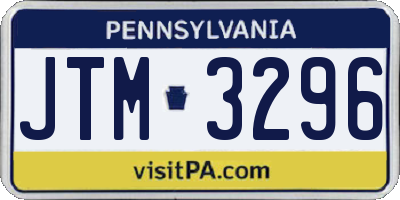 PA license plate JTM3296