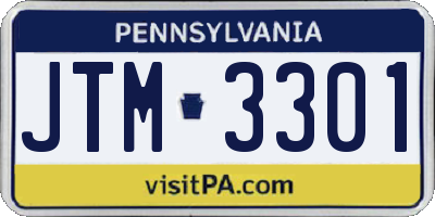 PA license plate JTM3301