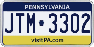 PA license plate JTM3302