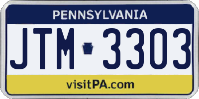 PA license plate JTM3303