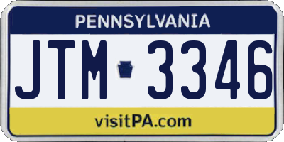 PA license plate JTM3346