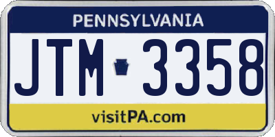 PA license plate JTM3358