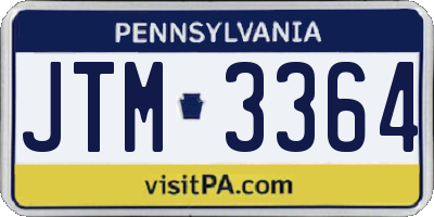 PA license plate JTM3364