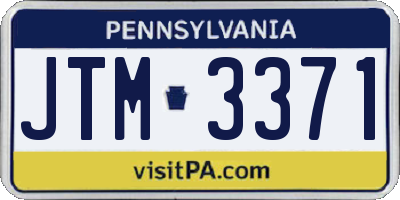 PA license plate JTM3371