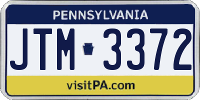PA license plate JTM3372
