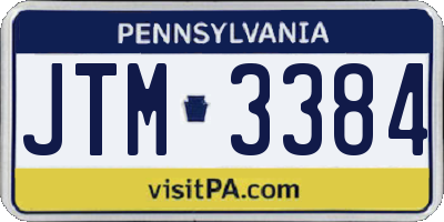 PA license plate JTM3384