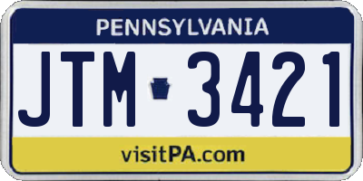 PA license plate JTM3421