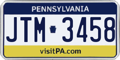 PA license plate JTM3458